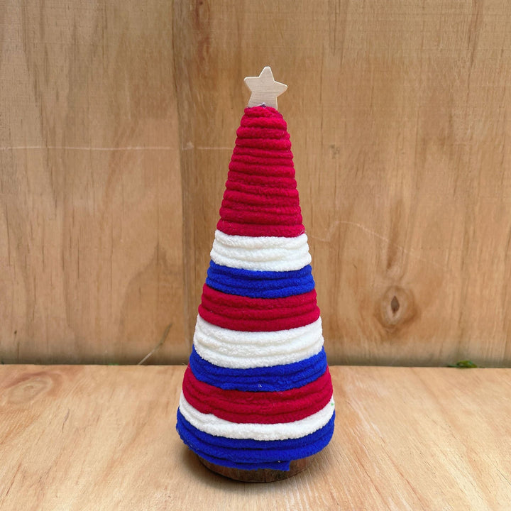 Independence Day patriotic festive tabletop cone centerpiece with felt star accents Kalsten