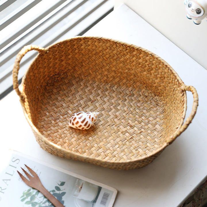 Natural Woven Storage Basket with Ergonomic Handles Kalsten