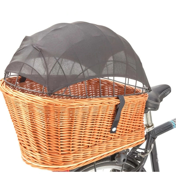 protective mesh canopy for front bicycle wicker basket with snap fasteners Kalsten