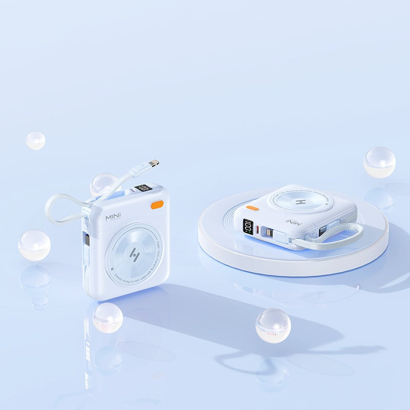 Compact power bank with integrated cable and LED display Kalsten