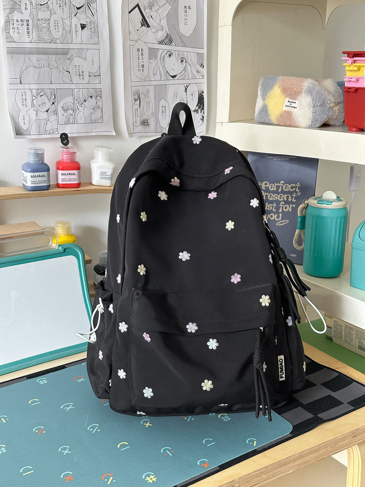 Floral Embroidered Day School Backpack