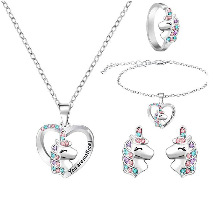 Unicorn Family Heart Pendant Necklace Kalsten