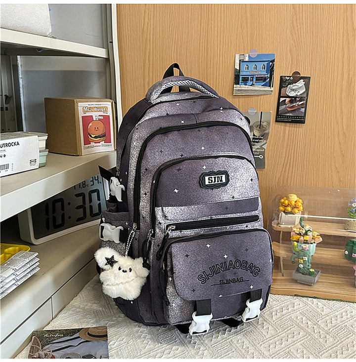 Multi-Pocket Galaxy-Themed School Backpack
