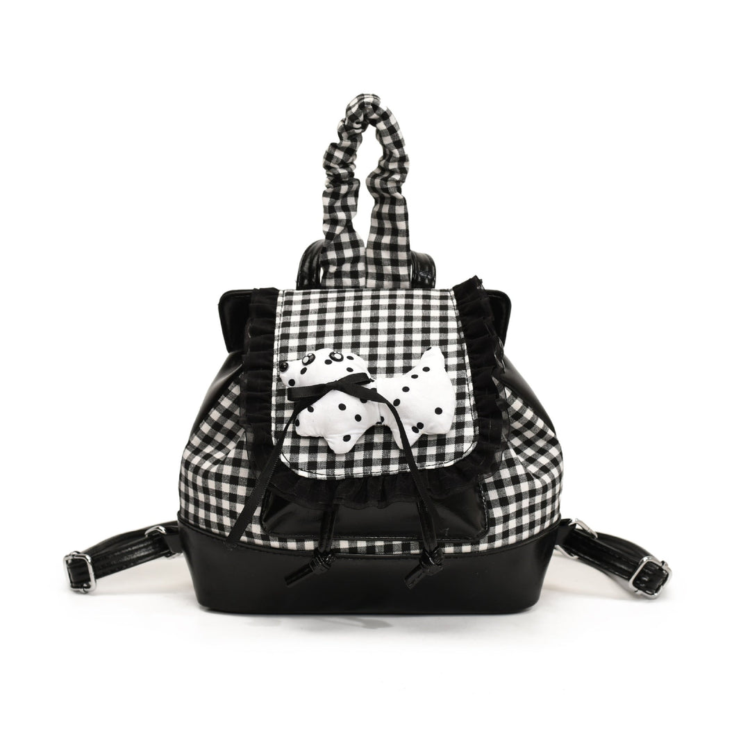 Playful backpack with checkered pattern and animal appliqué Kalsten
