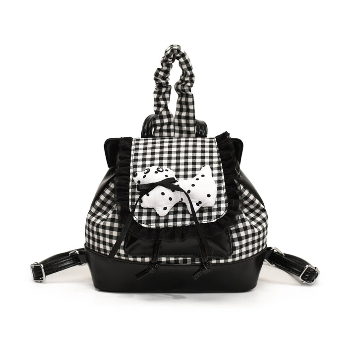 Playful backpack with checkered pattern and animal appliqué Kalsten