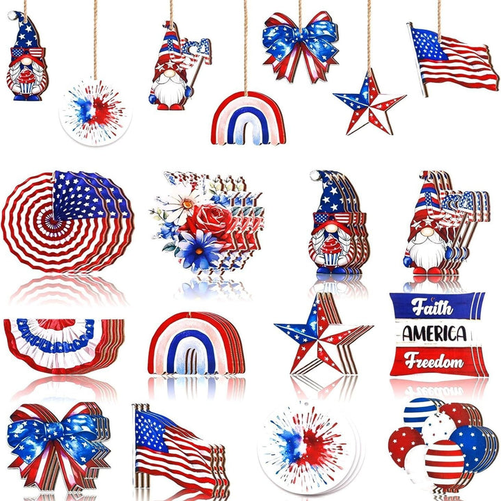 Independence Day patriotic wooden hanging ornament assortment for home and party Kalsten