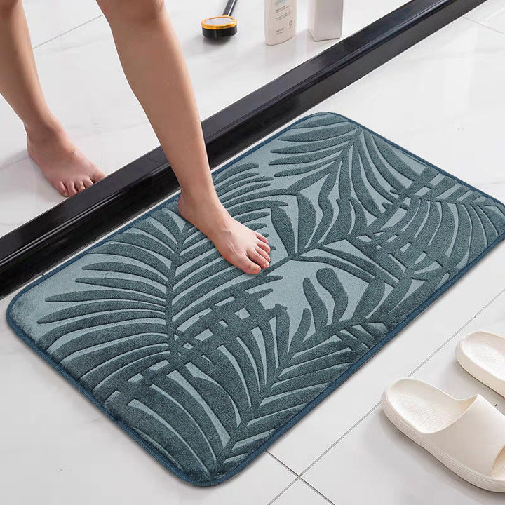 Tropical Leaf Design Memory Foam Bath Mat Kalsten