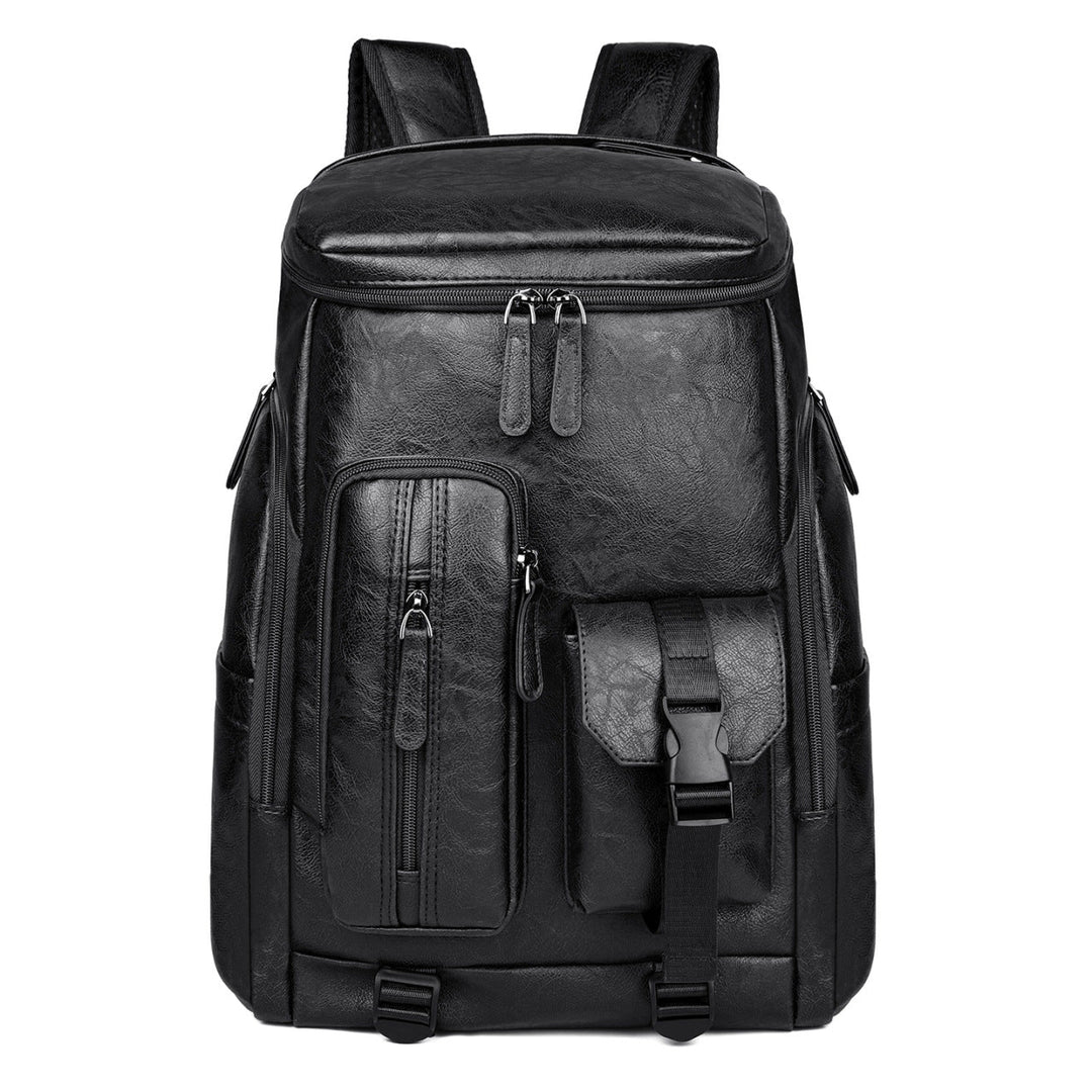 Stylish Multi-Pocket Faux Leather Laptop Backpack