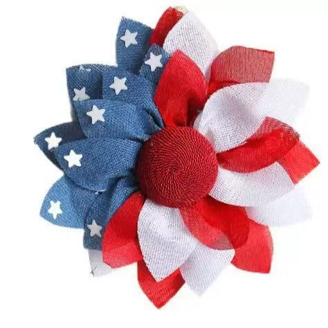 Unisex decorative door wreath with layered fabric bows and star appliqués Kalsten