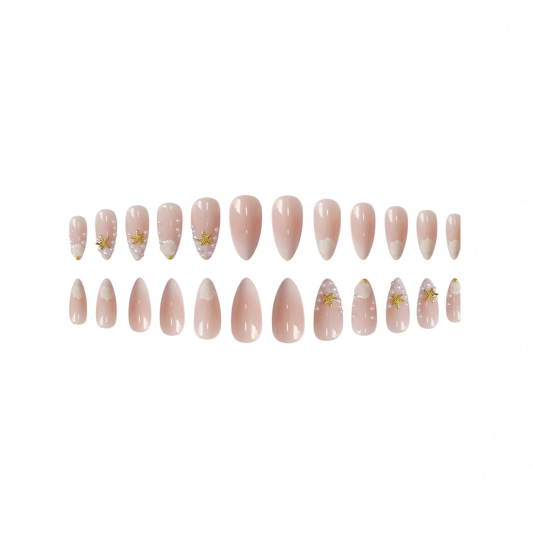 Artistic Shell-Inspired Press-On Nail Art Kalsten
