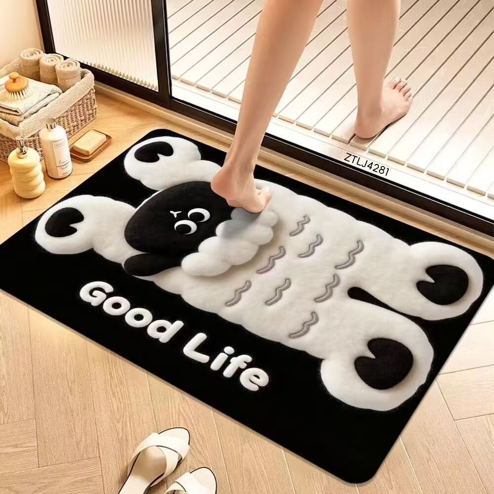 Cute Cartoon Pet-Themed Plush Bath Mat Kalsten