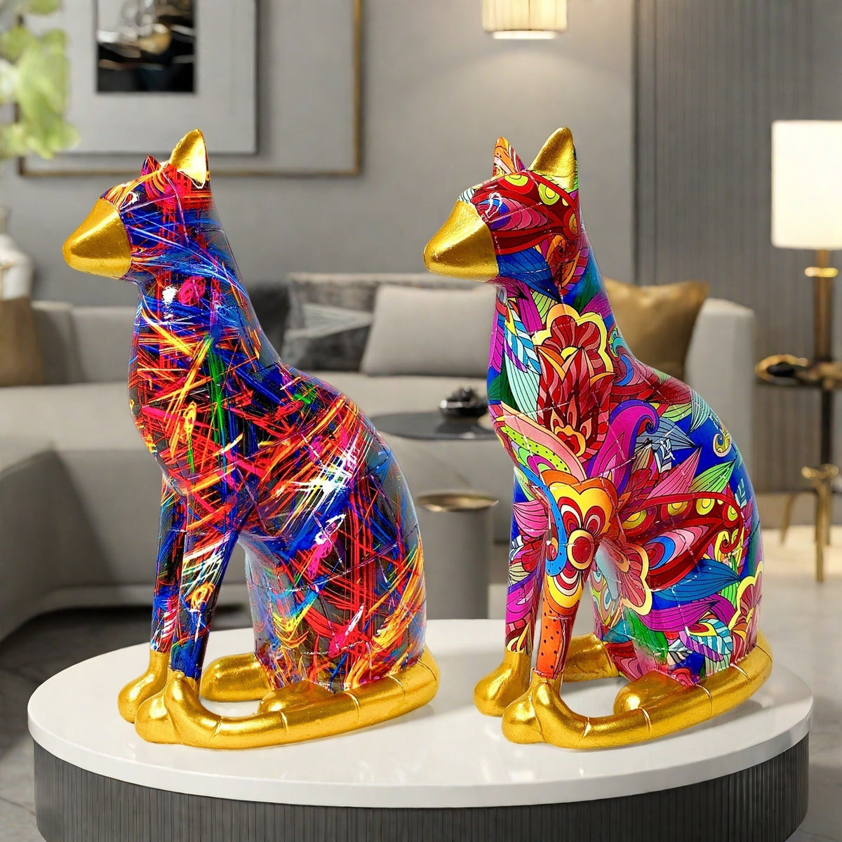 Decorative cat statue in modern art style Acalora