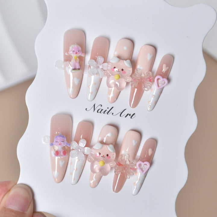 Whimsical 3D Character-Themed Press-On Nail Set Kalsten
