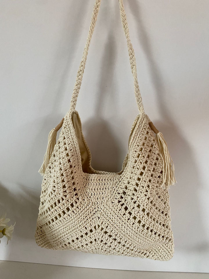 Hand-knotted shoulder bag with tassels and spacious interior Kalsten