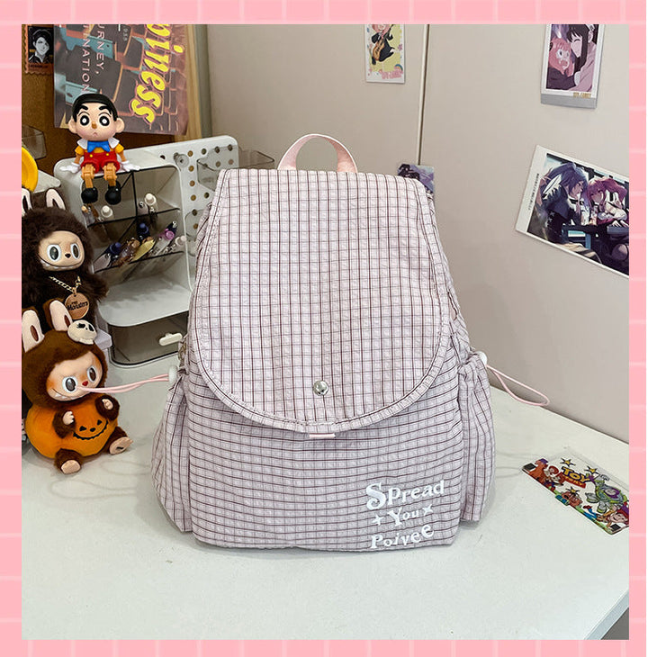 Checkered Lightweight School Backpack