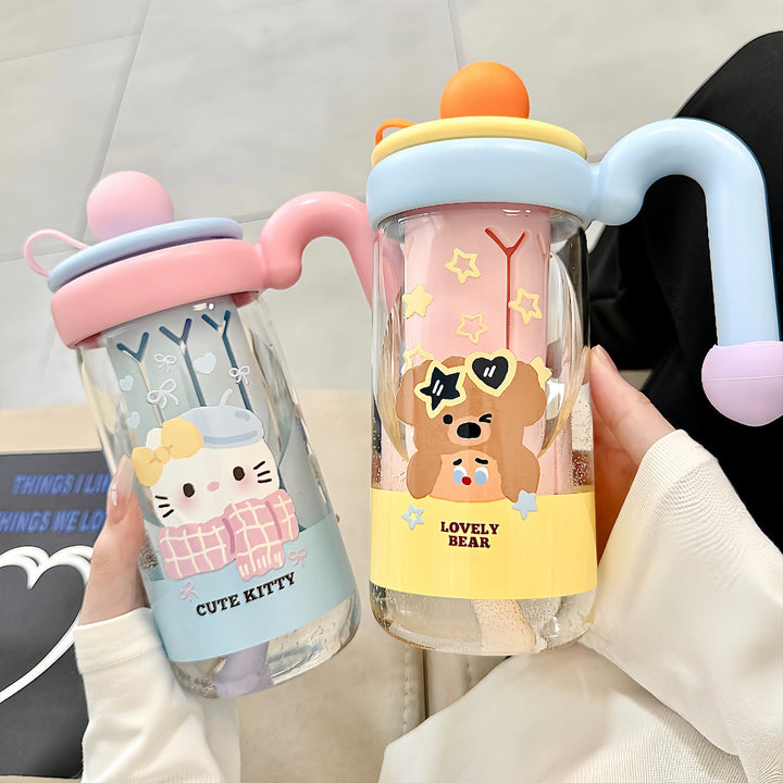 Women's water bottle with playful cat pattern Kalsten