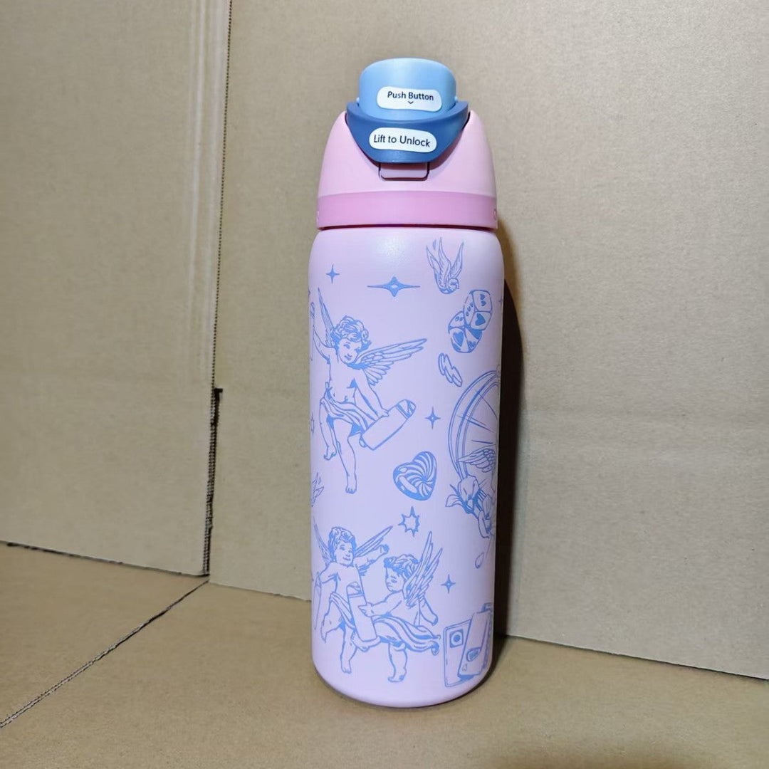 Insulated Stainless Steel Vacuum Water Bottle With One-Touch Flip Lid And Leakproof Safety Lock