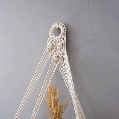 Macramé Floating Shelf with Natural Wooden Accents Acalora