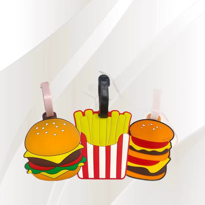 novelty burger shaped silicone luggage tag with flexible strap Kalsten