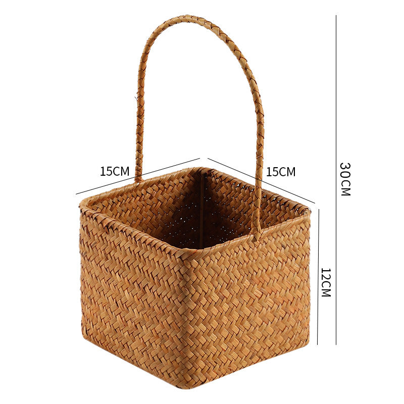 Handwoven Natural Fiber Carrying Basket Kalsten
