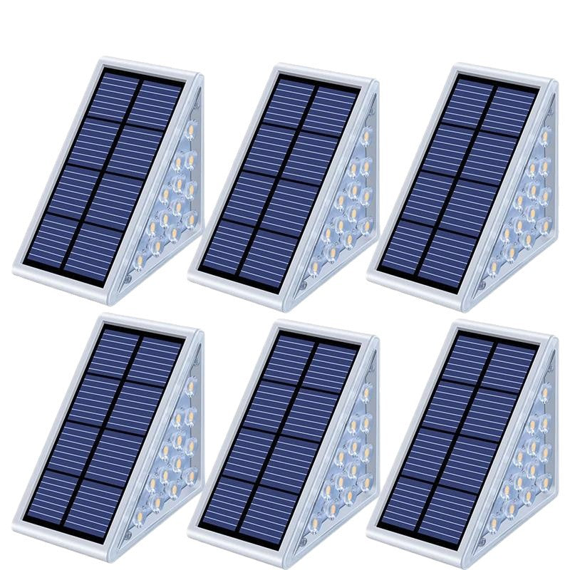 Angled Triangular Solar-Powered LED Stair Step Lights With Dusk-To-Dawn Sensor And Waterproof Mounting Kalsten