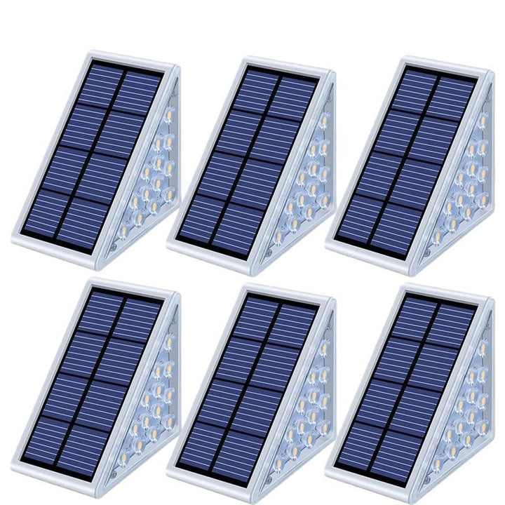 Angled Triangular Solar-Powered LED Stair Step Lights With Dusk-To-Dawn Sensor And Waterproof Mounting Kalsten