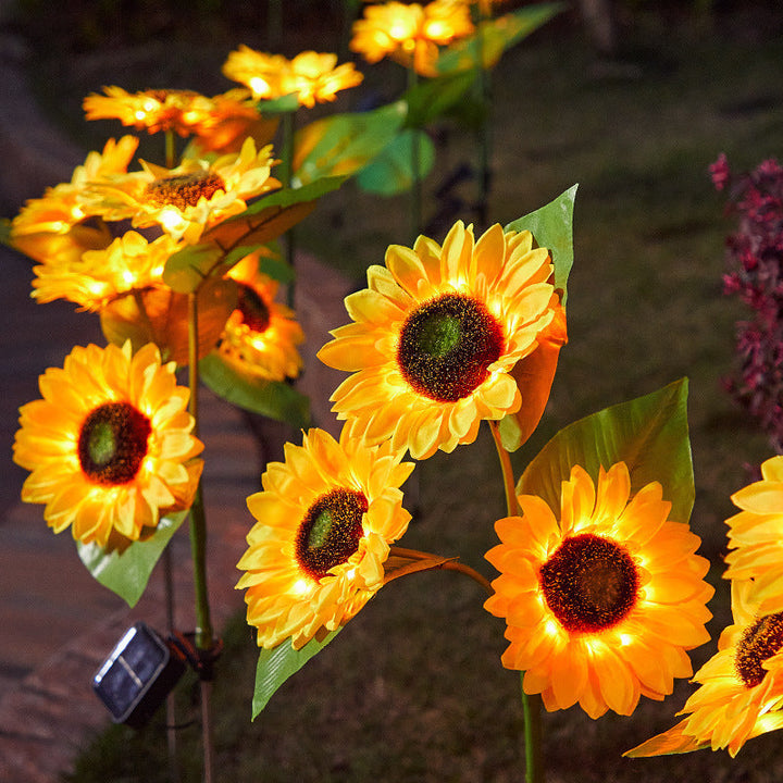 Solar-Powered Decorative Sunflower Garden Stake With Multi-Bloom LED Waterproof Panel Kalsten