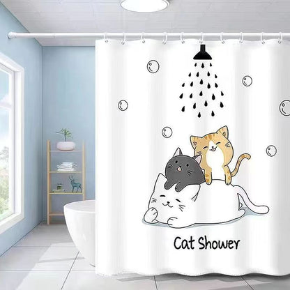 Artistic Cat-Themed Shower Curtain