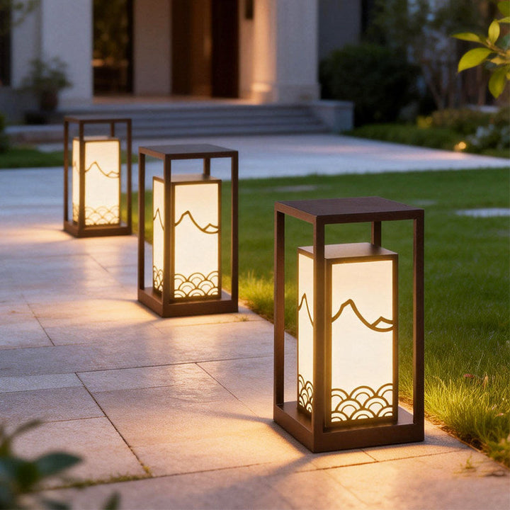 Japanese-Inspired LED Outdoor Lantern With Wooden Frame Kalsten