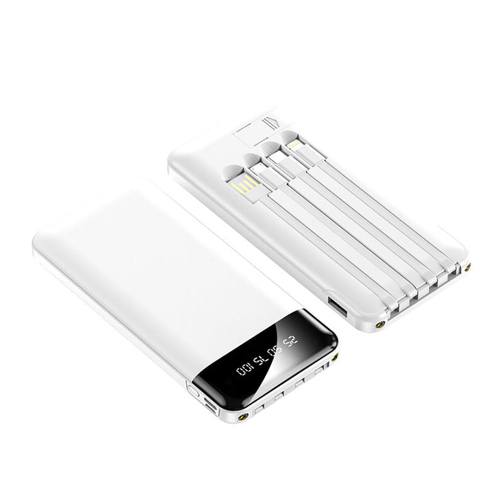 Portable power bank with integrated charging cables and digital display Kalsten