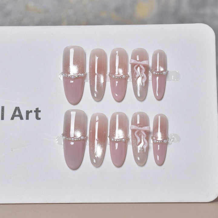Elegant Long Press-On Nails with Decorative Accents Kalsten