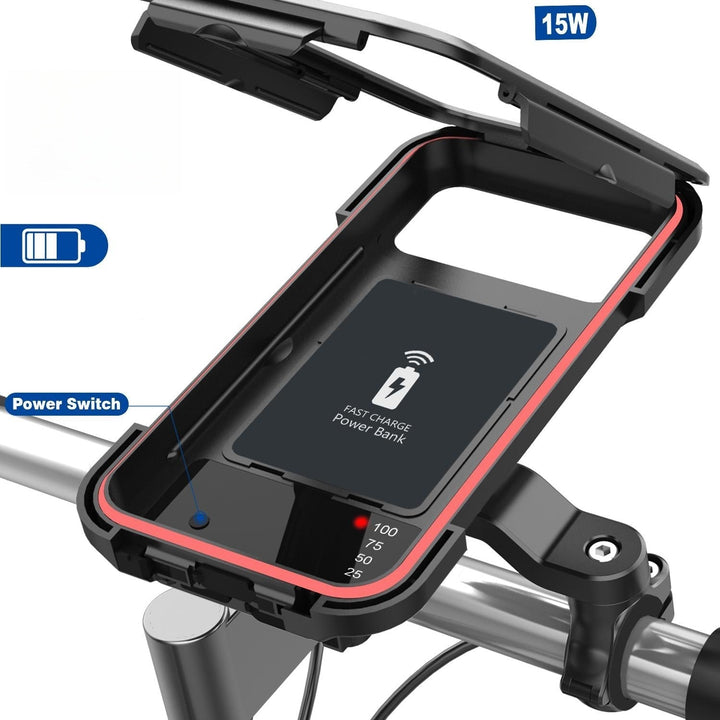 RideCharge Pro – Waterproof Phone Holder with USB and 15W Wireless Charging for Bike and E-Bike | Kalsten