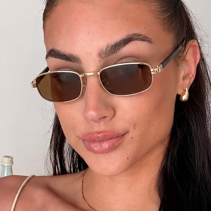 Women's elegant rectangular sunglasses with fine metal frame Kalsten