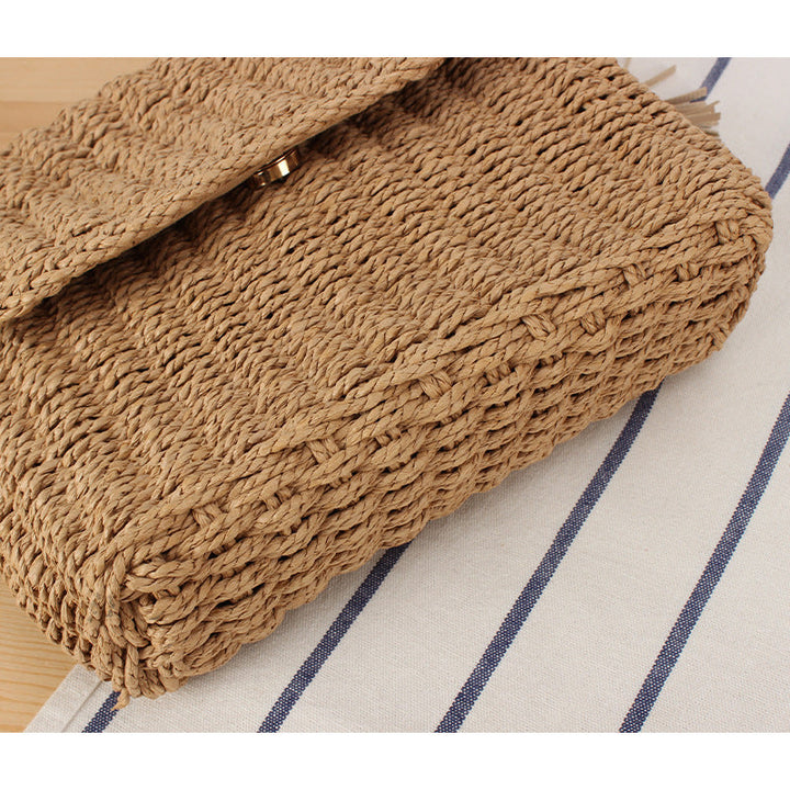 Elegant Shoulder Bag Made of Braided Natural Fabric Kalsten