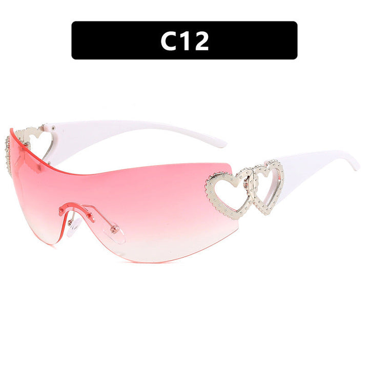 Ladies sporty sunglasses in trendy shield design with heart accents Kalsten