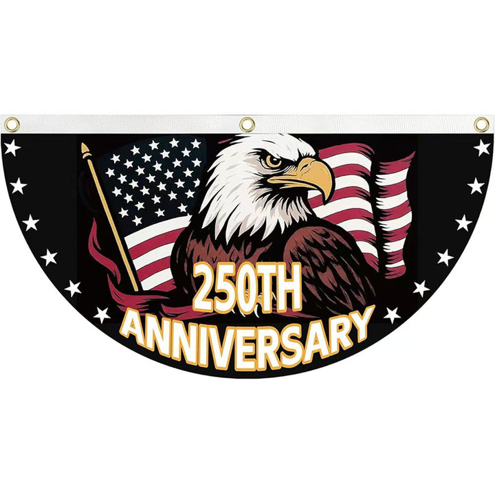 Unisex half-circle banner made of weatherproof polyester with metal eyelets and reinforced seams Kalsten