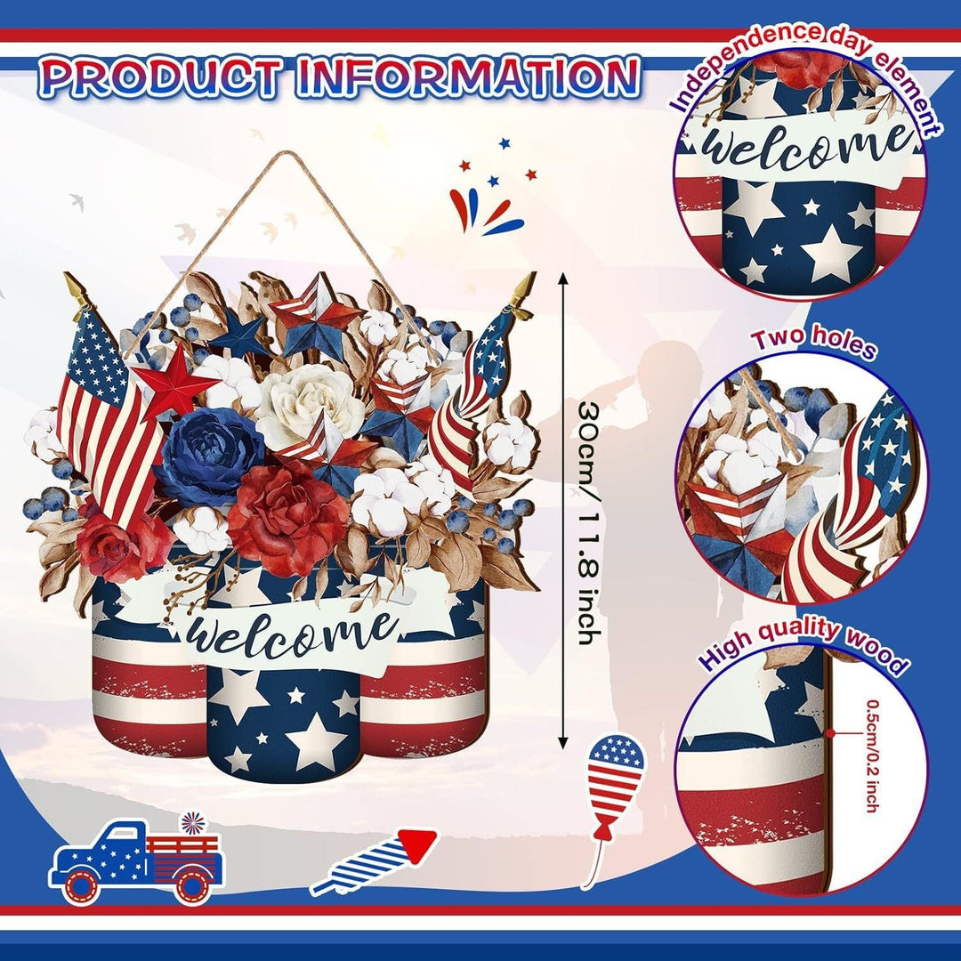 Unisex nan patriotic star wooden welcome wreath with jute hanger Kalsten
