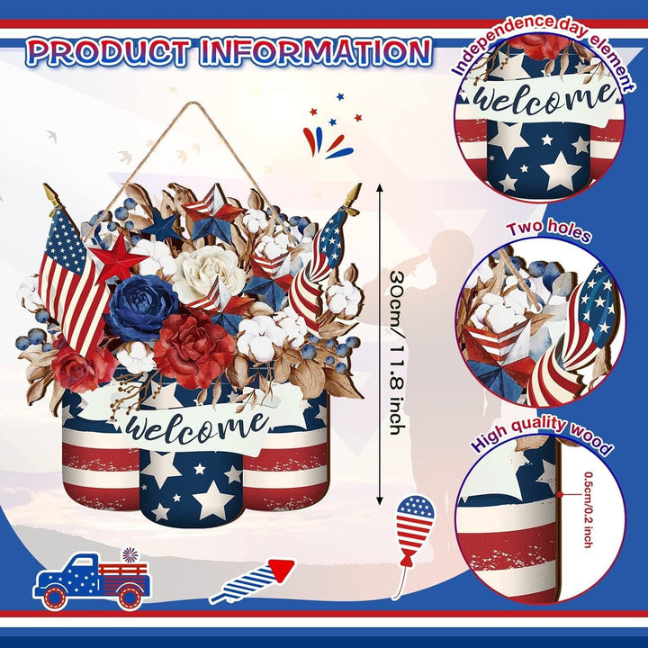 Unisex nan patriotic star wooden welcome wreath with jute hanger Kalsten
