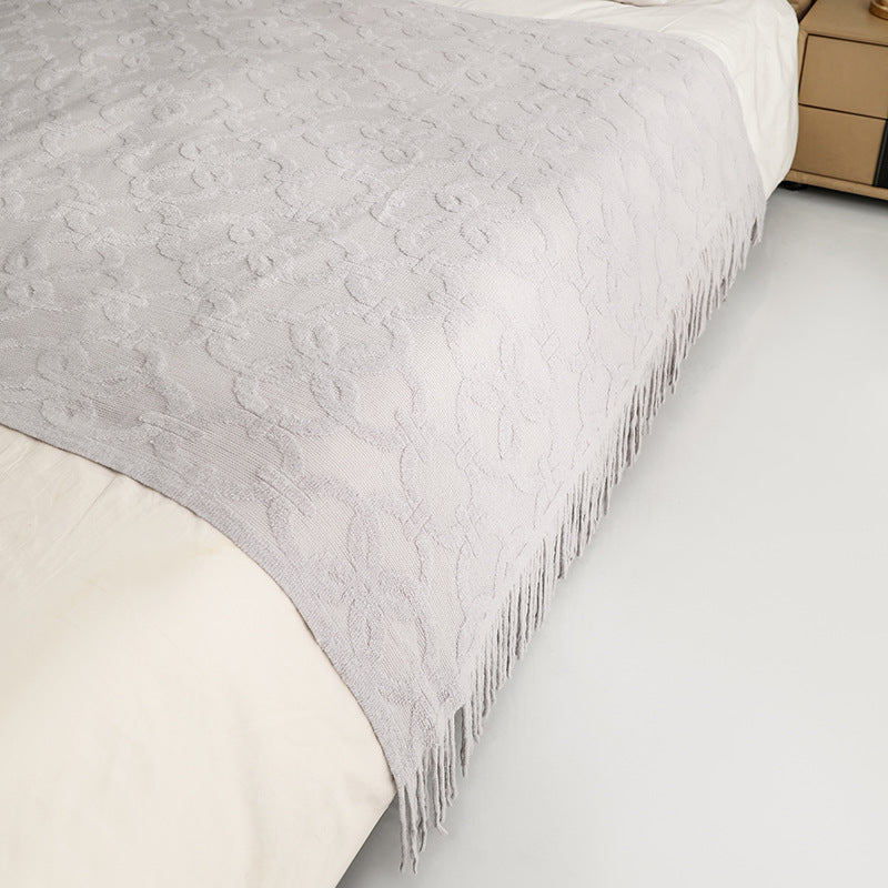 Unisex Textured Fringe Throw Blanket