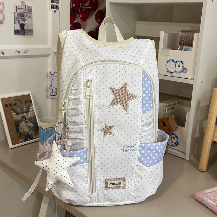 Cute Star-Patterned Ruffled School Backpack