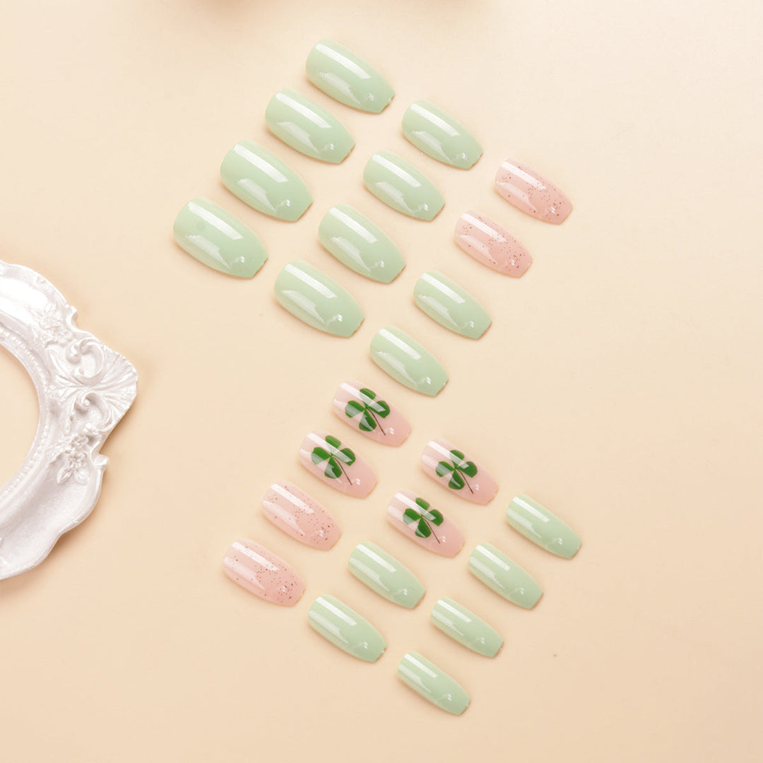 Decorative Press-On Nail Art Set with Clover Design Kalsten