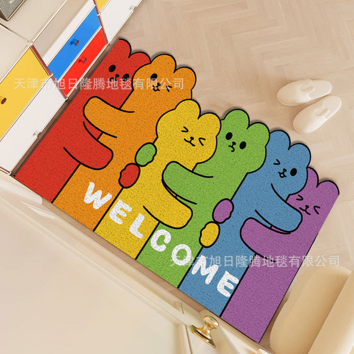 Playful Cartoon Cat-Themed Welcome Mat Kalsten