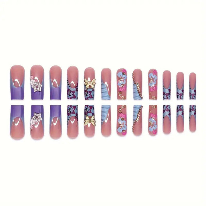Artistic Floral-Embellished Press-On Nail Set Kalsten