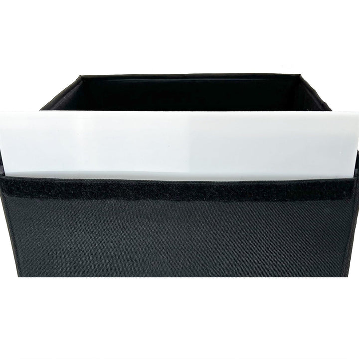 collapsible fabric storage cube organizer with reinforced base and reflective trim Kalsten