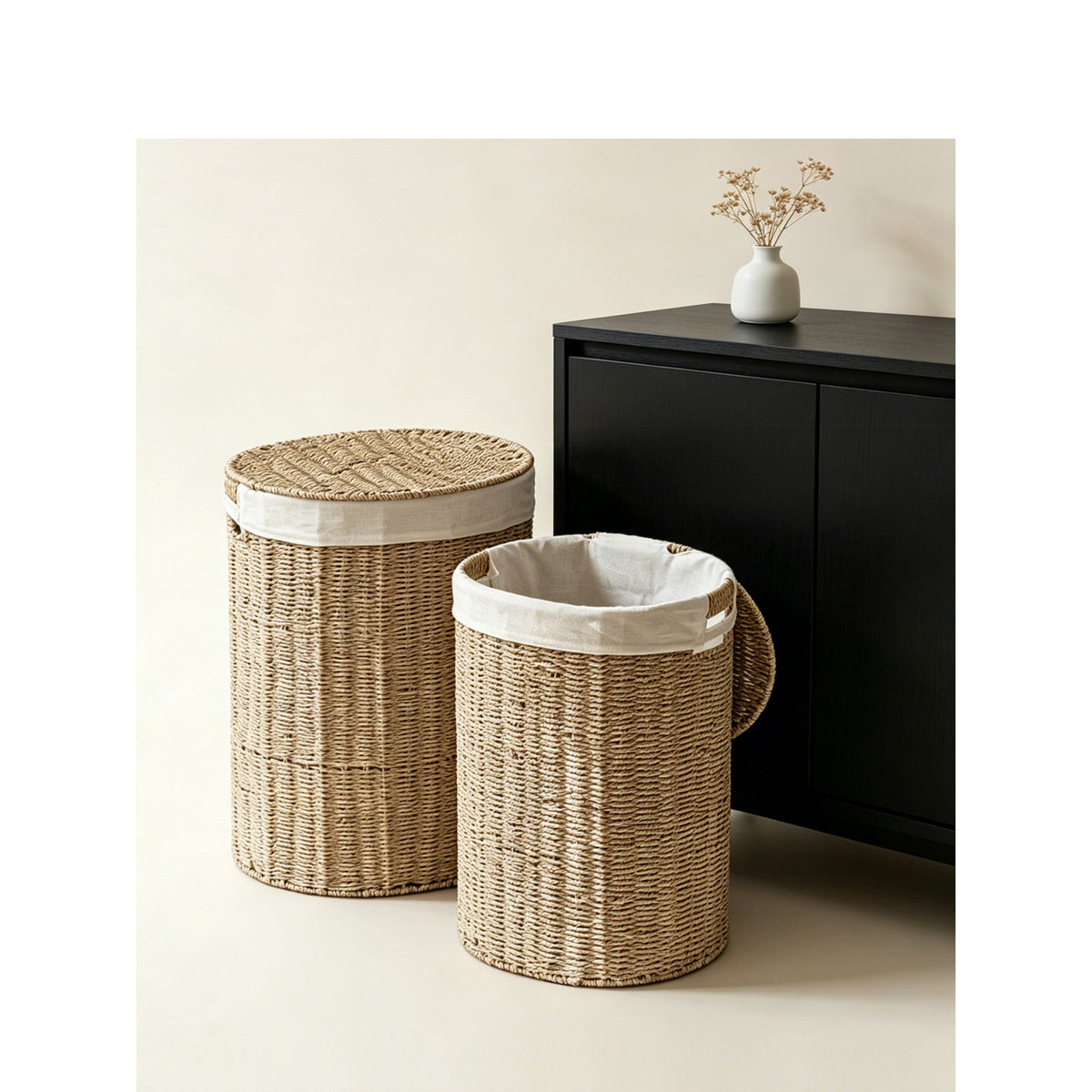 Stylish laundry basket made of natural material Acalora