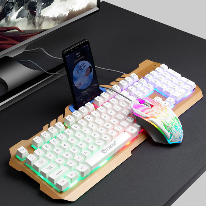 Gaming keyboard with integrated smartphone stand and RGB synchronization Kalsten