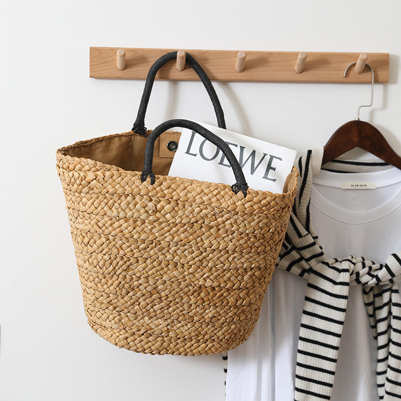 Elegant Basket Bag with Contrast Handles Kalsten