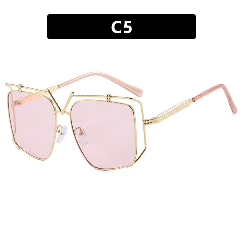 Women's futuristic oversized sunglasses with unique geometric frame Kalsten