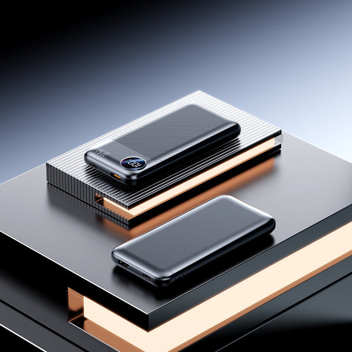 Portable power bank with integrated charging cables and digital display Kalsten
