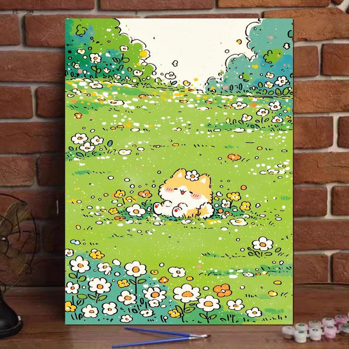 Cute Cat Illustration Canvas Art Print Kalsten